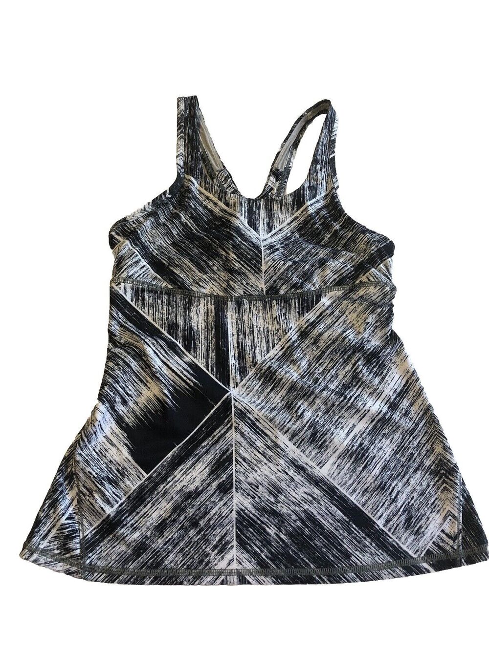 Lululemon Women’s Tank Top Black White Stripes Size 6 Built In Shelf Bra